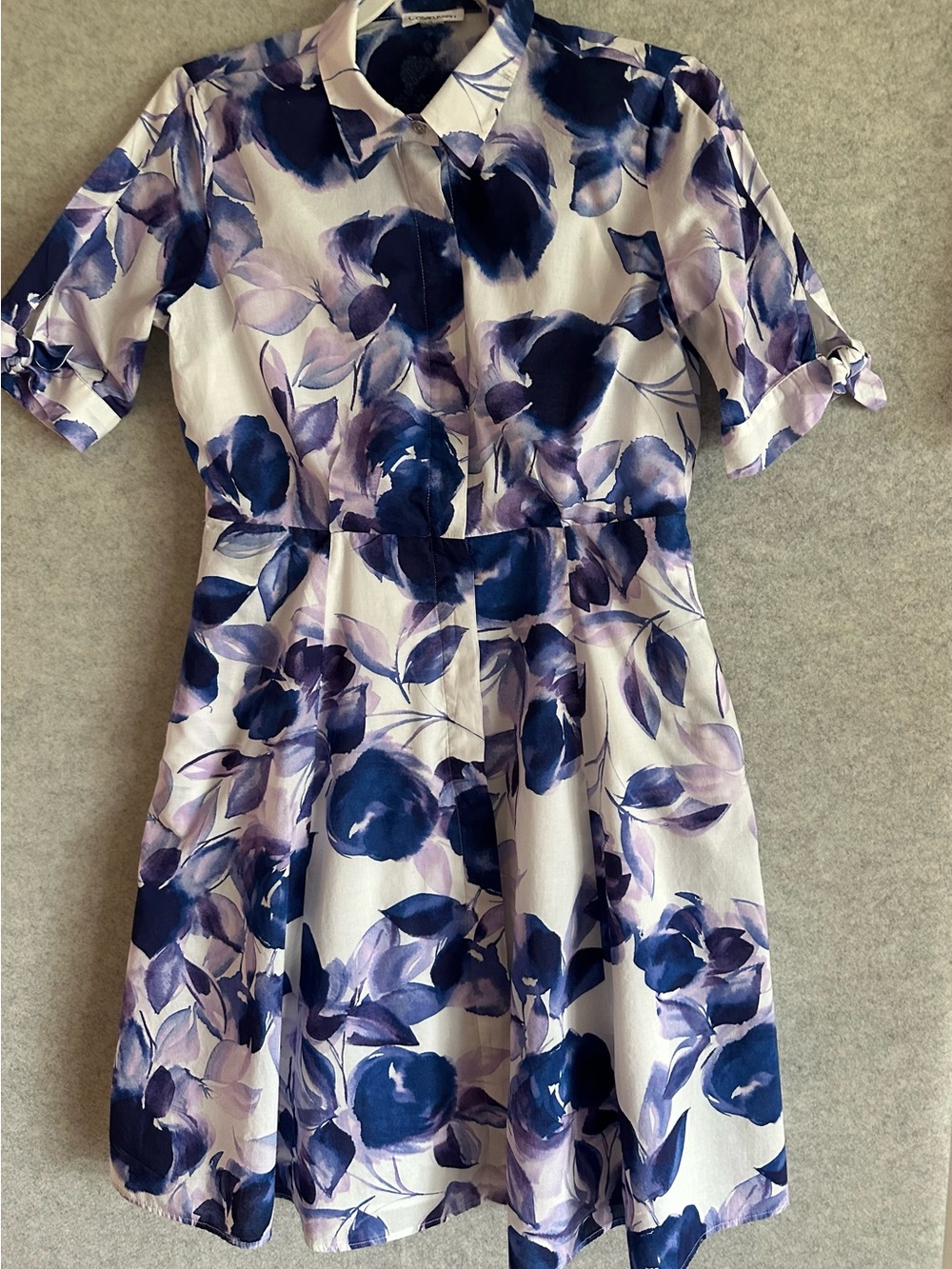 Calvin Klein White Dress with Navy & Lavender Floral Print